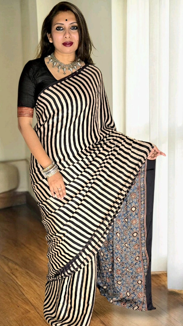 APARAJITA Mirror Ajrakh Modal Saree