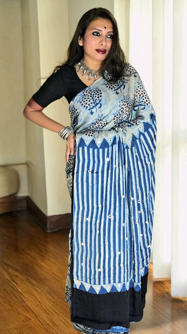 APARAJITA Mirror Ajrakh Modal Saree