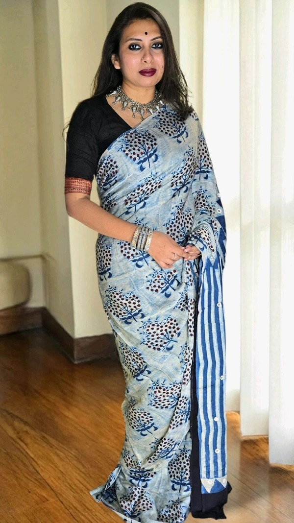 APARAJITA Mirror Ajrakh Modal Saree