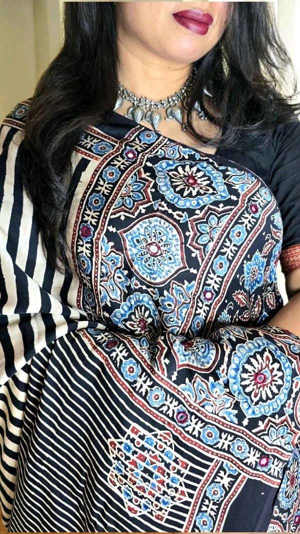 Mirror Ajrakh Modal Saree