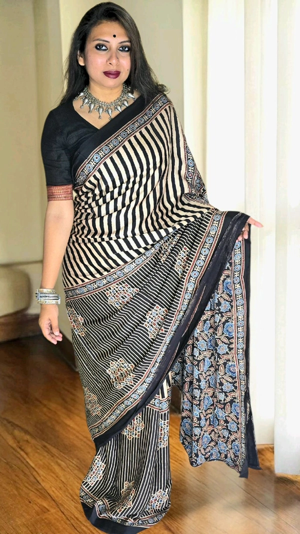 APARAJITA Mirror Ajrakh Modal Saree