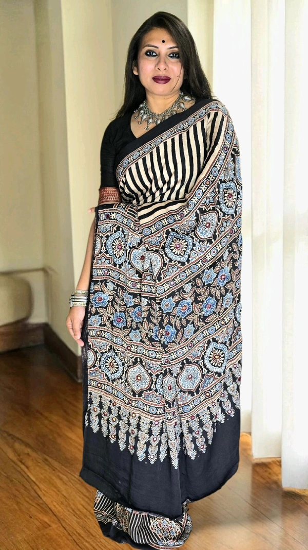 APARAJITA Mirror Ajrakh Modal Saree