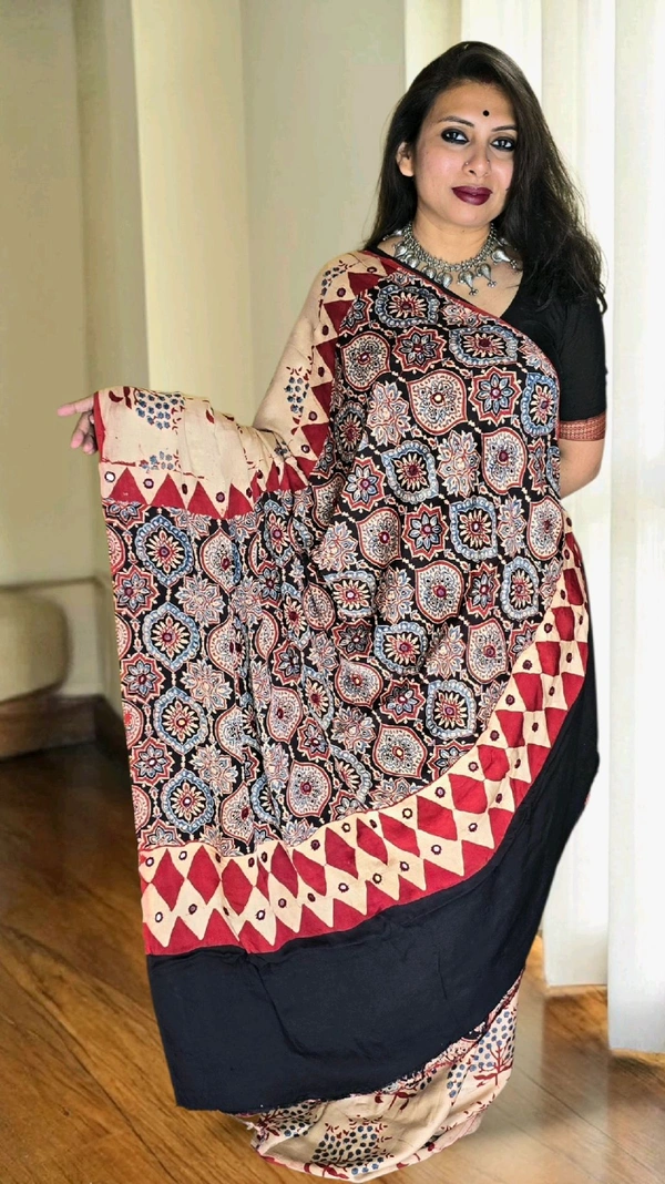 APARAJITA Mirror Ajrakh Modal Saree