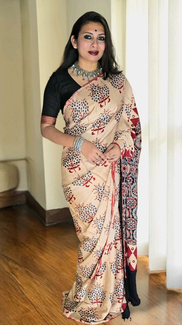 APARAJITA Mirror Ajrakh Modal Saree