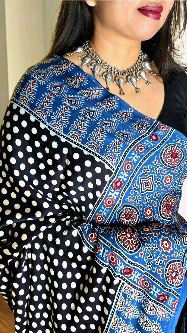 Mirror Ajrakh Modal Saree