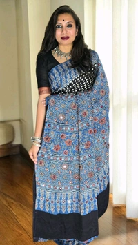 APARAJITA Mirror Ajrakh Modal Saree