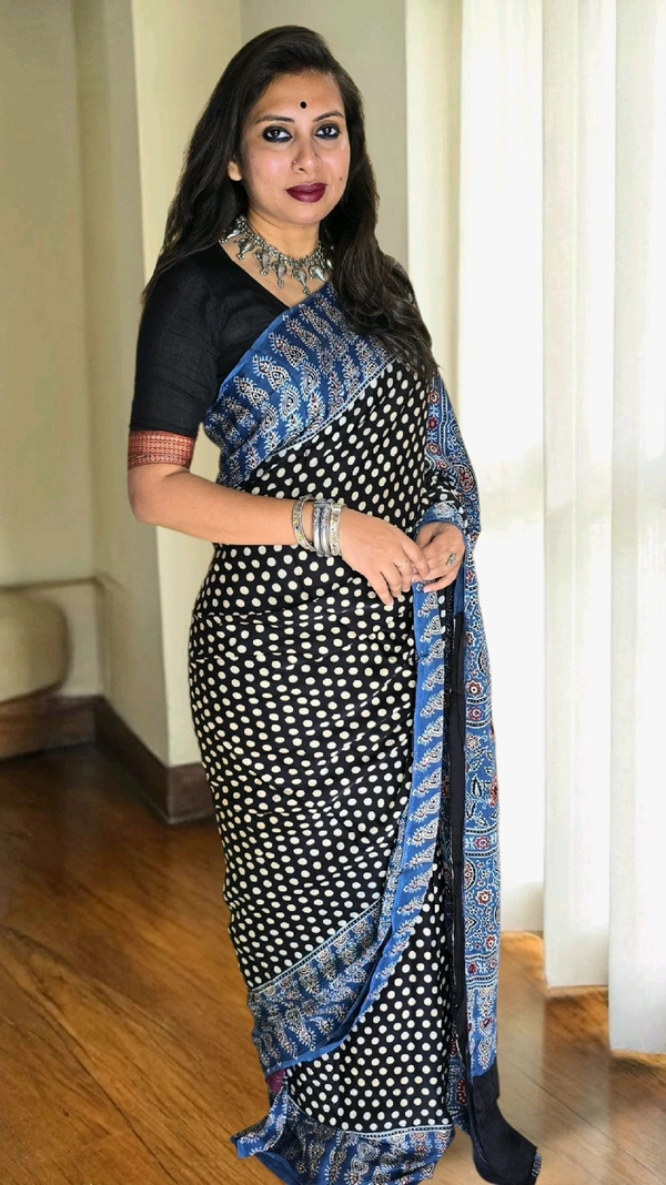 APARAJITA Mirror Ajrakh Modal Saree