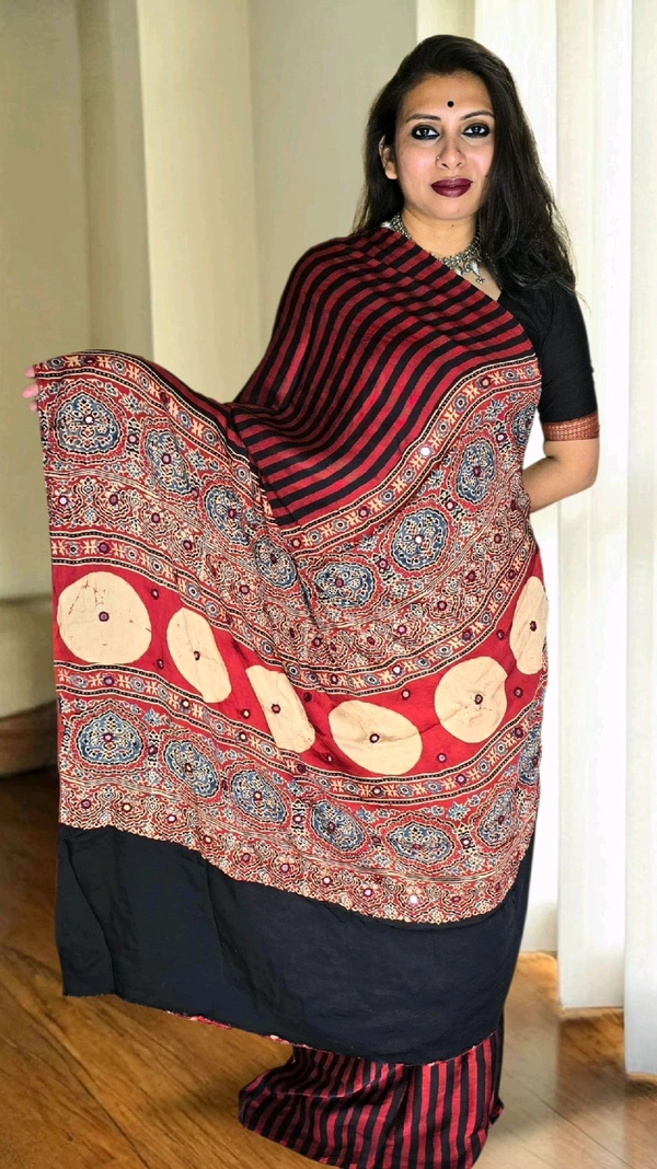 APARAJITA Mirror Ajrakh Modal Saree