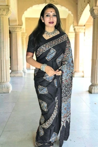 APARAJITA Mirror Ajrakh Modal Saree