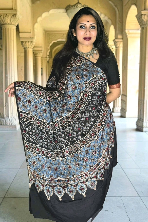 APARAJITA Mirror Ajrakh Modal Saree
