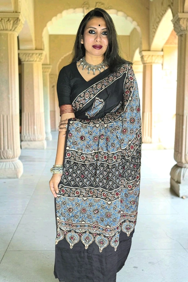 APARAJITA Mirror Ajrakh Modal Saree