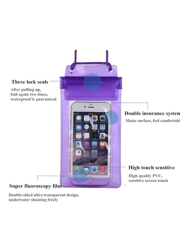 Waterproof Plastic Mobile Cover for Rain - Violet