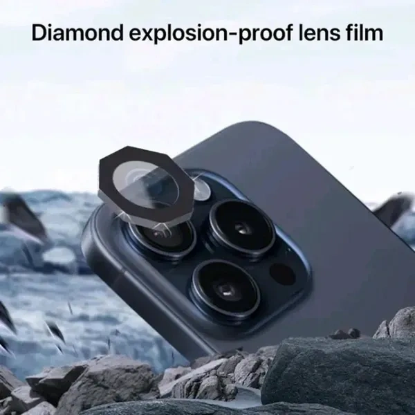 Roxone Camera Lens Protector Diamond Cut Ring for iPhone 16 / 16 Plus - Black
