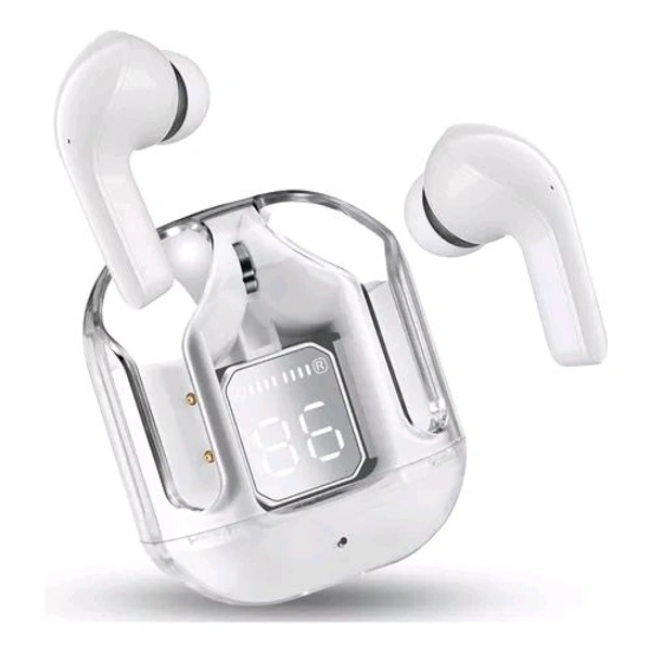 Ultrapods Ultrapod Pro Earbuds Bluetooth Wireless, Transparent Charging Case, Active Noise Cancellation, Led Digital Display, Bluetooth In-Ear Headphones, Touch Control, Water Resistant( - White