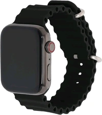 Watch Strap, Secure Fit, Adjustable, Comfortable, Stylish, Compatible with Apple Watch Series Ultra/SE/8/7/6/5/4/3/2/1 42mm, 44mm, 45mm and 49mm (Ocean Sports Band, Silicone - Black