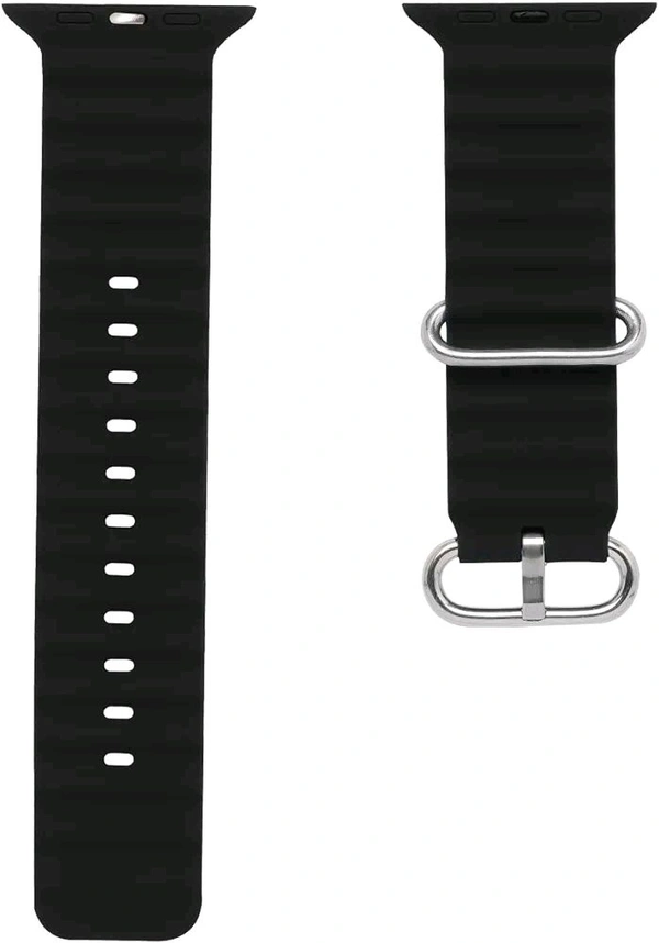 Watch Strap, Secure Fit, Adjustable, Comfortable, Stylish, Compatible with Apple Watch Series Ultra/SE/8/7/6/5/4/3/2/1 42mm, 44mm, 45mm and 49mm (Ocean Sports Band, Silicone - Orange