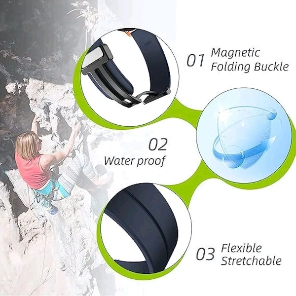 22MM Silicone Strap with Folding Magnetic Lock Compatible with Samsung Galaxy Watch 3 45mm/ Galaxy Watch 46mm/Gear S3 Classic/Frontier Compatible All 22MM Watches(Only Strap)- - Green