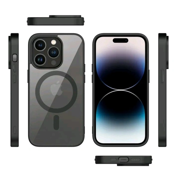 Apple iPhone Magnetic Magsafe Cover Casing back Cover - Iphone Models ( Black ) - Black, Iphone 16 Plus