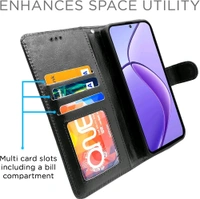 Flip Cover Leather Finish | Inside TPU with Card Pockets | Wallet Stand and Shock Proof | Complete Protection Flip Case for Realme Narzo 70x 5G / N65 / Realme 13/12 / 12X 5G / - Black, Realme 12X 5G