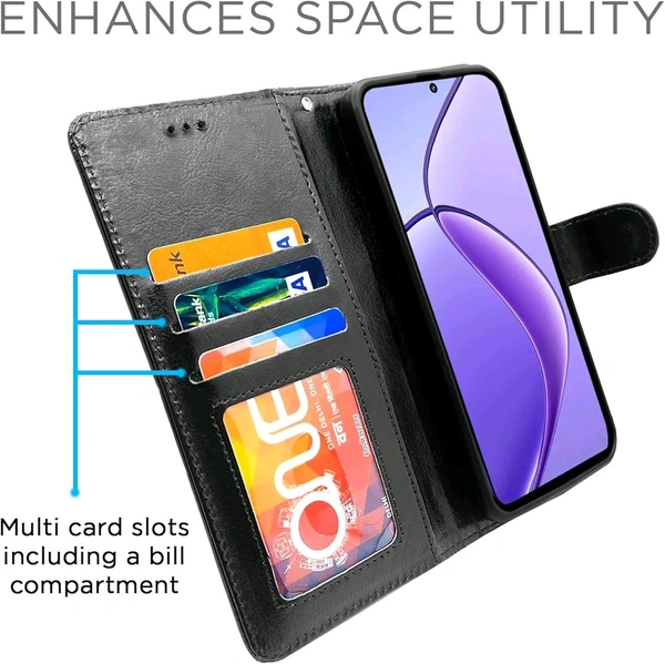 Flip Cover Leather Finish | Inside TPU with Card Pockets | Wallet Stand and Shock Proof | Complete Protection Flip Case for Realme Narzo 70x 5G / N65 / Realme 13/12 / 12X 5G / - Brown, Realme 13 5G