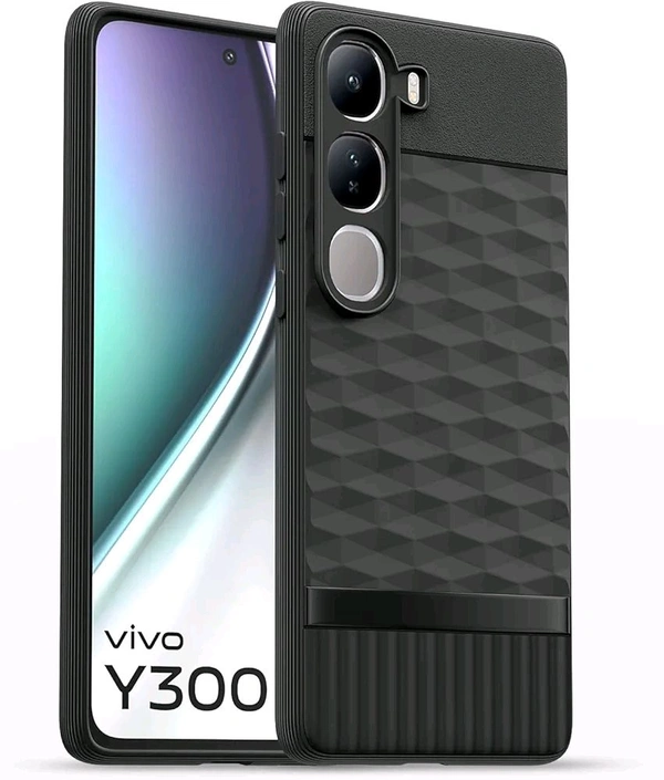 Outlouders Bumper Case for Vivo Y300 5G | Full Camera Protection | TPU Soft Flexible Shockproof Back Cover (Black) - Black