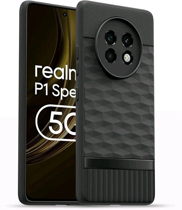 Outlouders Bumper Case for Realme 13 Plus 5G / Realme P1 Speed 5G | Full Camera Protection | TPU Soft Flexible Shockproof Back Cover (Black) - Black