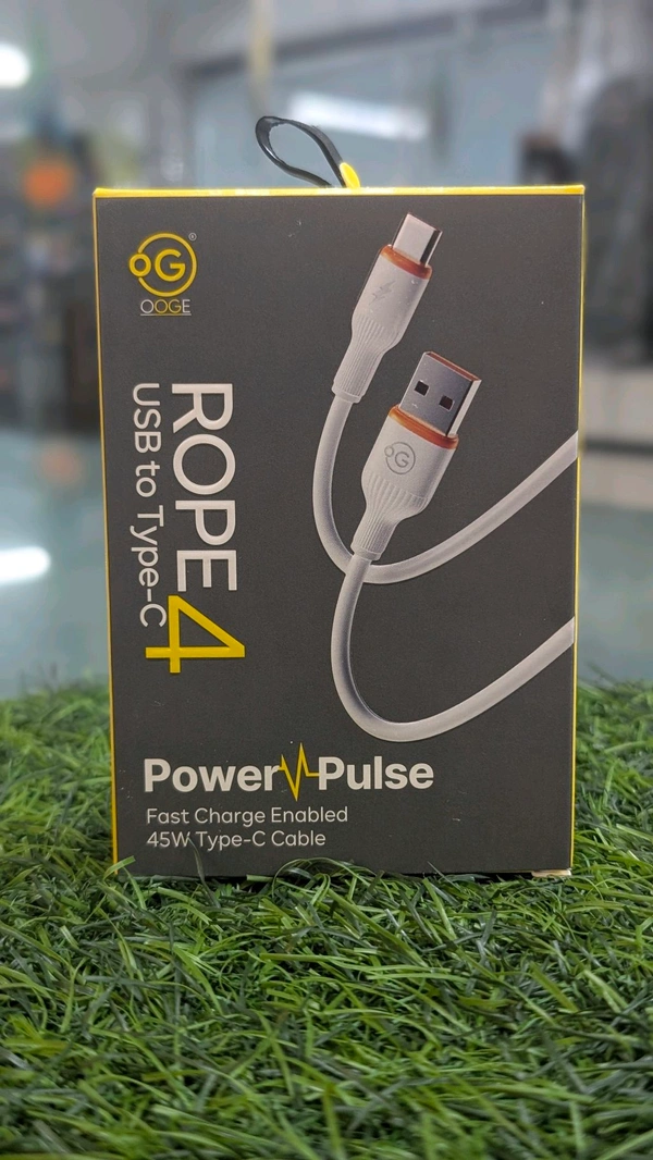 OOGE Rope 4 Usb To Type c 45W Fast  Charge Cable - White, 6 Month