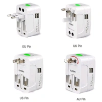 All-in-One Universal Worldwide Travelling AC Adaptor Plug (AU / UK / US / EU) International Power Charger Electric USB Power Plug Socket Adapter Converter - White