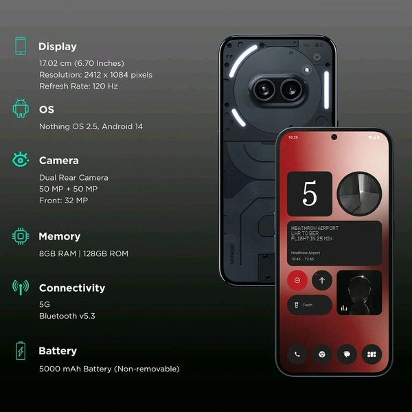 Nothing Phone 2a 5G - Black, 8+128