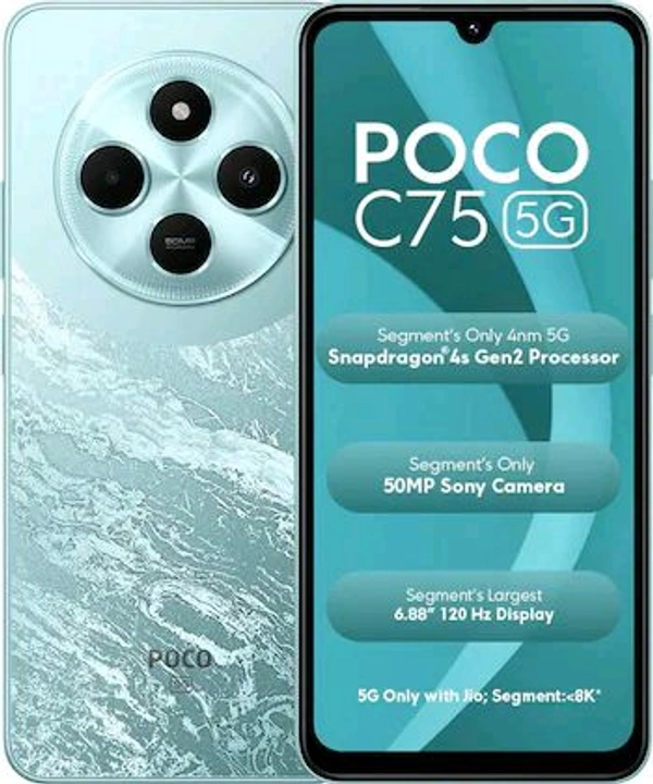 Poco C75 5G Jio Sim Only Working 5G - Silver, 4+64