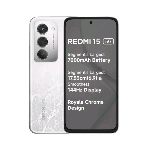 Redmi 15 5G | 6.9 inches Display | Xiaomi HyperOS 2 | Snapdragon® 6s Gen 3 Mobile Platform | 50MP Main Camera | 8MP Front Camera | 7000 mAH Battery - Midnight Black, 6+128