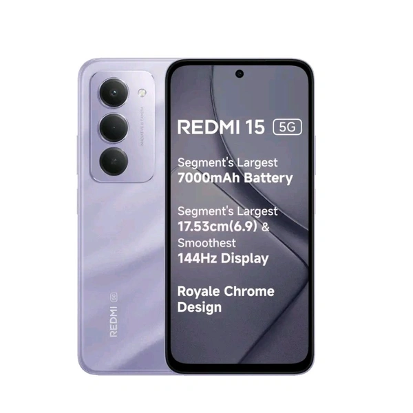 Redmi 15 5G | 6.9 inches Display | Xiaomi HyperOS 2 | Snapdragon® 6s Gen 3 Mobile Platform | 50MP Main Camera | 8MP Front Camera | 7000 mAH Battery - Midnight Black, 6+128
