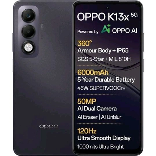 Oppo K13x 5G 128 GB, 4 GB RAM, Midnight Violet, Mobile Phone