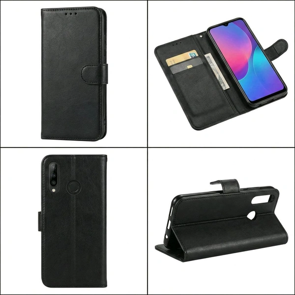 Fnpk Premium Leather Wallet flip Cover Case For Redmi All Models - Black, Redmi 13 5G