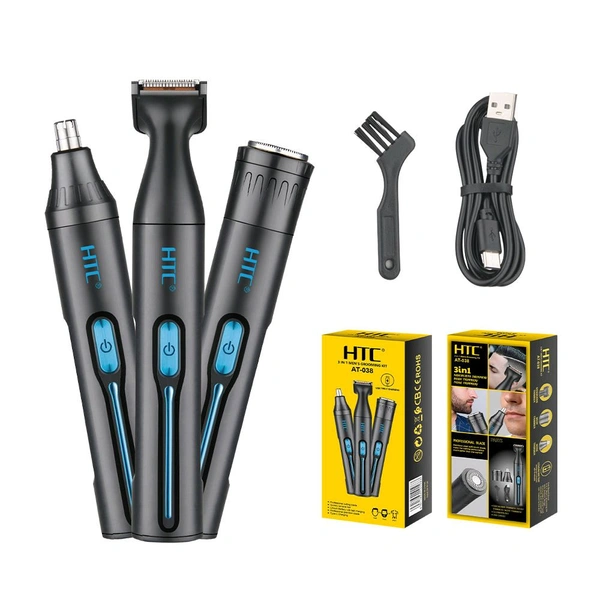HTC AT-038 Multi-function Fast Hair & Nose USB Hair Trimmer 3 in 1 Electric Nose Ear Trimmer