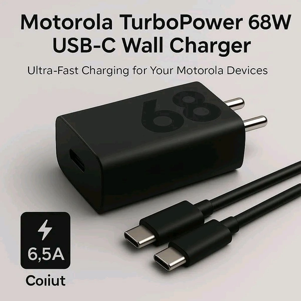 Motorola Original 68W TurboPower Fast Charger with 3.3Ft Type-C to