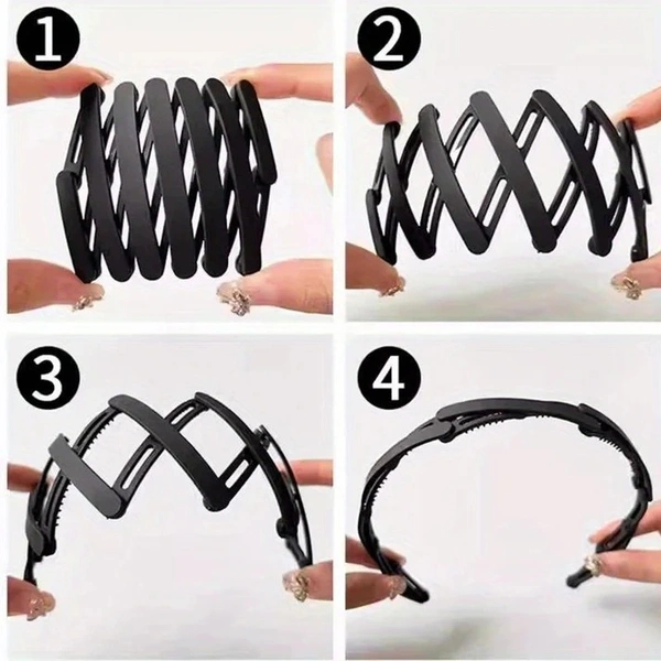 1 Pc Compact & Portable Retractable Hairband - Solid Color, Foldable Design for Travel & Everyday Use