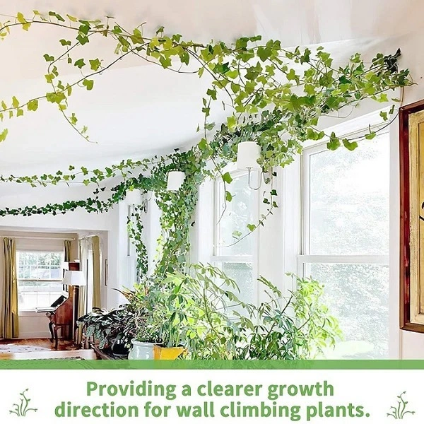 10 Pcs Leaf Shape Climbing Plant, Wall Vine Climbing Plant Support Hook Self-Adhesive Vines Traction Clips Leaf Shape Plant Fixer, Wire Fixing Cable Organizer with Adhesive Sticker