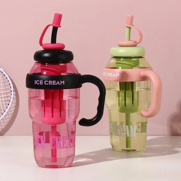 1300ml Ice Cream Shaped Water Bottle with Fruit Infuser – Large Capacity Leak-Proof Sipper