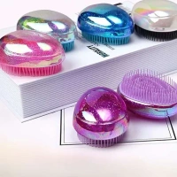 1pc Starry Egg-Shaped Hair Brush with Massage Combs, Portable and Durable ABS Plastic Handle, Plastic Bristles for Styling, Detangling, and Shaping Curly Hair (Random Colours)