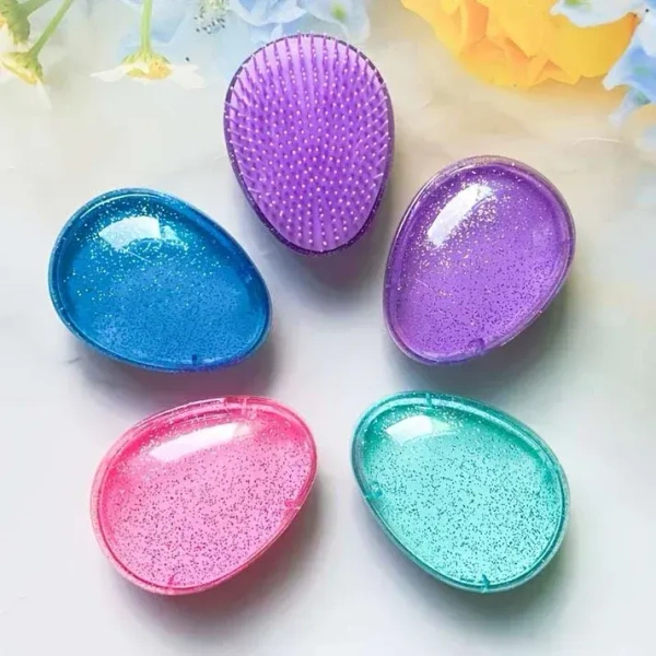 1pc Starry Egg-Shaped Hair Brush with Massage Combs, Portable and Durable ABS Plastic Handle, Plastic Bristles for Styling, Detangling, and Shaping Curly Hair (Random Colours)