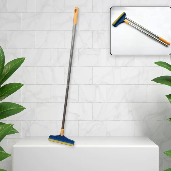 2 IN 1 CLEANING BRUSH & WIPER , LONG HANDLE FLOOR BRUSH, ROTATABLE CLEANING BRUSH FOR BATHROOM, KITCHEN, 120 DEGREE TRIANGULAR ROTATING BRUSH HEAD WITH WIPER, MOP