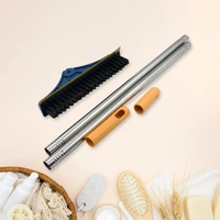 2 IN 1 CLEANING BRUSH & WIPER , LONG HANDLE FLOOR BRUSH, ROTATABLE CLEANING BRUSH FOR BATHROOM, KITCHEN, 120 DEGREE TRIANGULAR ROTATING BRUSH HEAD WITH WIPER, MOP