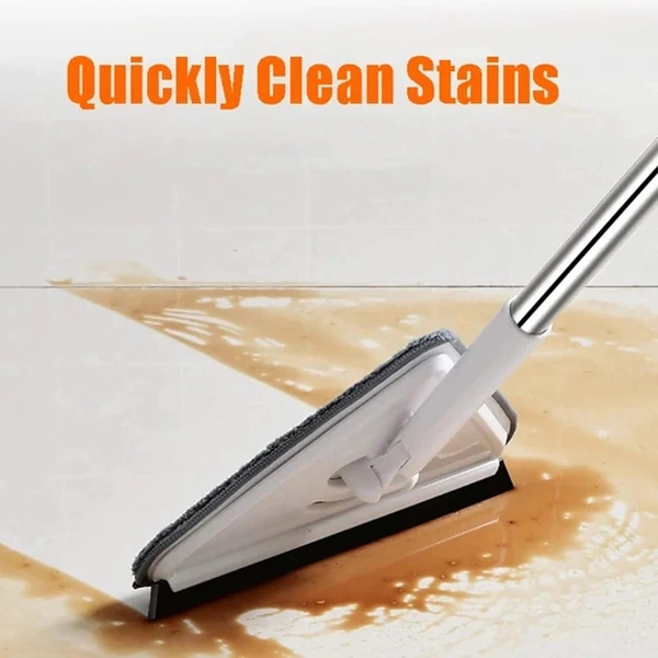 2 IN 1 EXTENDABLE TRIANGLE MOP RETRACTABLE CLEANING MOP BRUSH & VIPER, 360 DEGREE ROTATING FLOORS WALL CLEANING MOP DUST MOP WITH TELESCOPIC HANDLE AND REUSABLE MOP HEADS (1 PC)