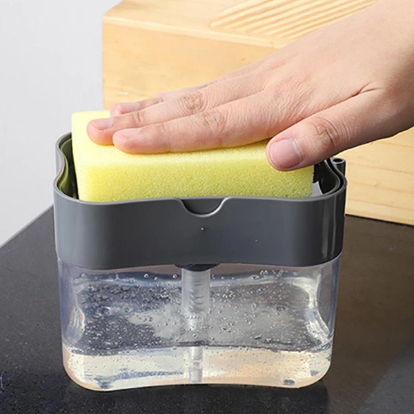 2 in 1 Soap Pump Dispenser Sponge Holder Kitchen Sink Soap Holder Dispenser