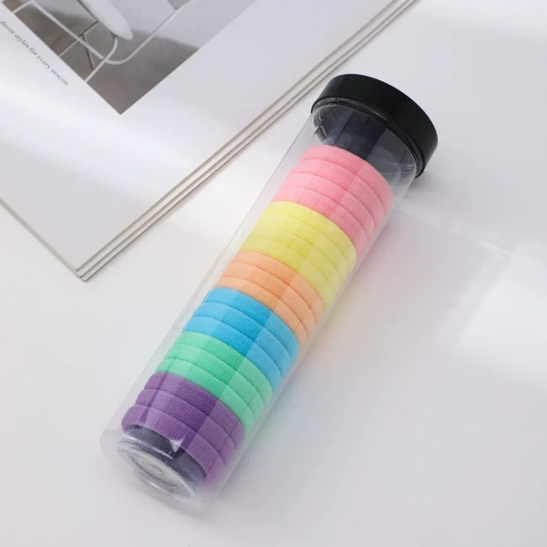 20 Pcs Soft Elastic Hair Ties – Seamless Cotton Stretch Ponytail Holders for Women & Girls