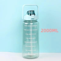 2000ml Transparent Motivational Water Bottle – 2L Leak-Proof Sports Sipper with Time Marker & Straw