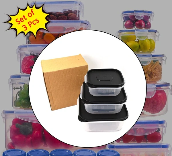 3 PC SQUARE CONTAINER USED BY VARIOUS TYPES OF PEOPLES FOR STORING THEIR TYPES OF STUFFS AND ALL PURPOSES.