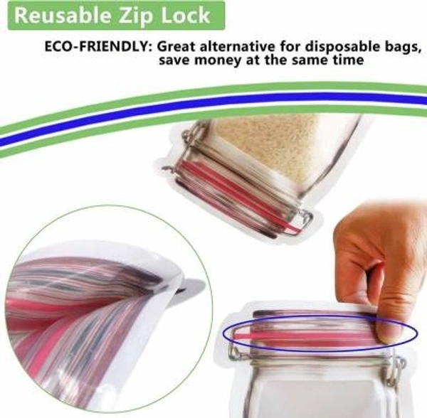 (3 PIECE SET ) PLASTIC TRANSPARENT JAR SHAPED STAND-UP POUCH WITH ZIPPER