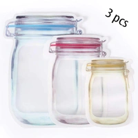 (3 PIECE SET ) PLASTIC TRANSPARENT JAR SHAPED STAND-UP POUCH WITH ZIPPER
